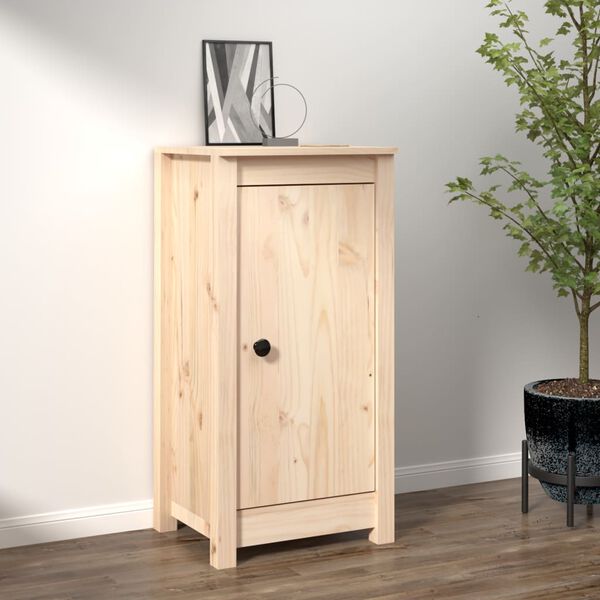 vidaXL Сайдборд, сив, 39x35x80 см, бор масив