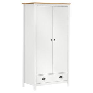 vidaXL Гардероб с 2 врати Hill бял 89x50x170 см борово дърво масив