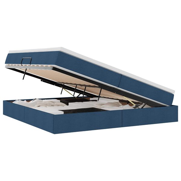 vidaXL Легло с място за съхранение и матрак Синьо 200 x 200 cm