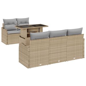vidaXL Градински Софа Комплект с възглавница 6 pcs Бежово полиратан