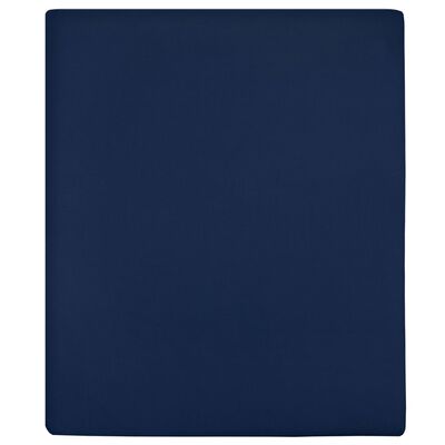 vidaXL Чаршафи с ластик, 2 бр, нейви сини, 140x200 см, памук