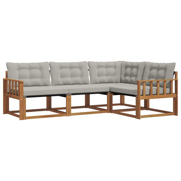 vidaXL Комплект дивани за открито 4 pcs Естествено и светло сиво