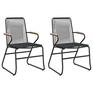 vidaXL Градински столове, 2 бр, черни, 58x59x85,5 см, PVC ратан