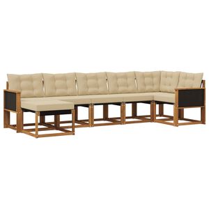 vidaXL Комплект дивани за открито 7 pcs Натурален и Бежов
