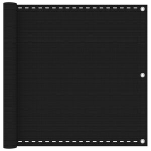 vidaXL Балконен екран Черно 75 x 700 cm HDPE и алуминий