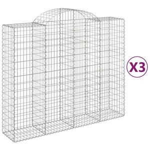 vidaXL Габионни кошници арка 3 бр 200x50x160/180 см поцинковано желязо