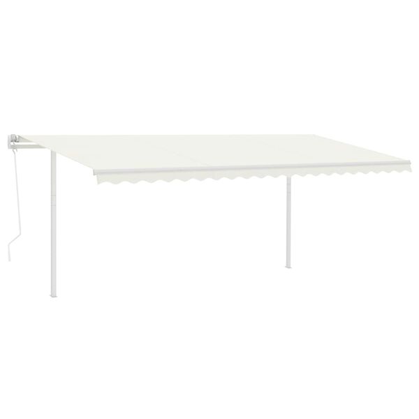 vidaXL Автоматично прибиращ се сенник с прътове, 5x3 м, кремав