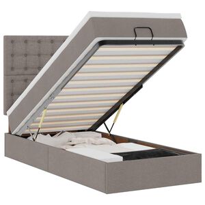 vidaXL Османска легло с матрак и LED, таупе, 100x200 см, плат