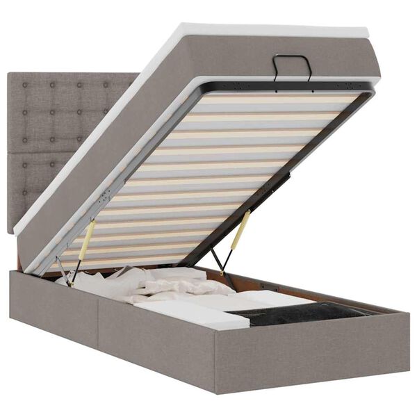 vidaXL Османска легло с матрак и LED, таупе, 100x200 см, плат