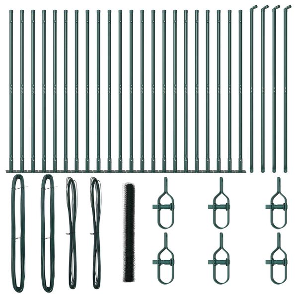 vidaXL Стълб за ограда. Зелен 50 x 1,6 м (36 мм мрежа) Стомана и PVC