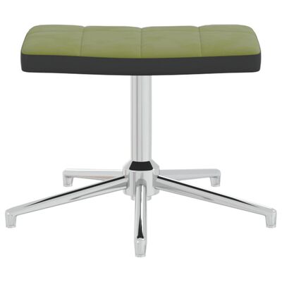 vidaXL Релаксиращ стол с табуретка, светлозелен, кадифе и PVC