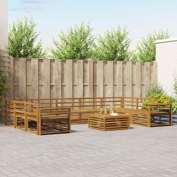 vidaXL Комплекти дивани 10 pcs Естествен Солидно акациево дърво