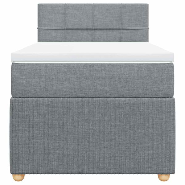 vidaXL Боксспринг легло с матрак, светлосиво, 90x200 см, плат