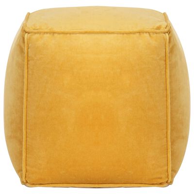 vidaXL Пуф, памучно кадифе, 40x40x40 см, жълт