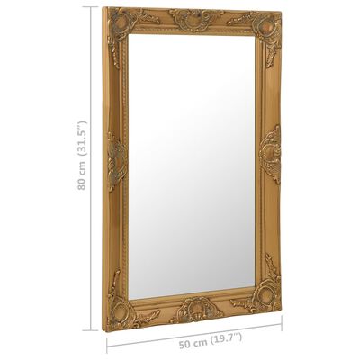 vidaXL Стенно огледало, бароков стил, 50x80 см, златисто
