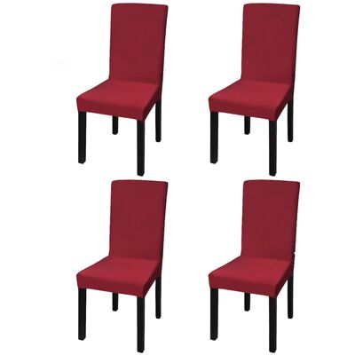vidaXL Покривни калъфи за столове, еластични, 4 бр, бордо