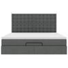 vidaXL Османска легло с матрак и LED, тъмносиво, 160x200 см, плат