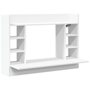 vidaXL Бюро за стенен монтаж, бяло, 105x48x75 см, инженерно дърво