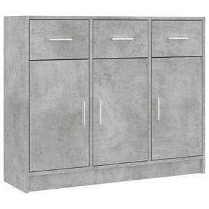 vidaXL Сайдборд, бетонно сив, 91x28x75 см, инженерно дърво