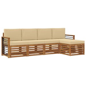 vidaXL Комплект дивани за открито 5 pcs Натурален и Бежов