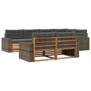 vidaXL Комплект дивани за открито 7 pcs Натурален и Антрацит