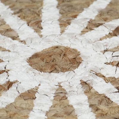 vidaXL Ръчно тъкан килим от юта, бял принт, 150 см