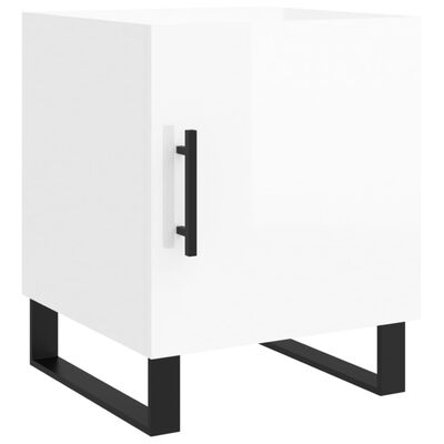 vidaXL Нощно шкафче, бял гланц, 40x40x50 см, инженерно дърво