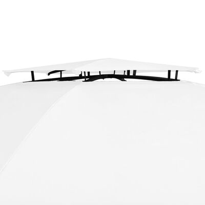 vidaXL Градинска шатра със завеси, 360x312x265 см, бяла, 180 г/м²