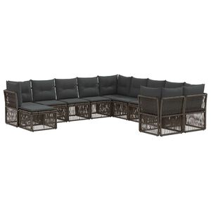 vidaXL Градински Софа Комплект 11 pcs Сиво полиратан