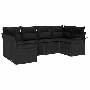 vidaXL Градински Софа Комплект със съхранение 6 pcs Черно Полиратан