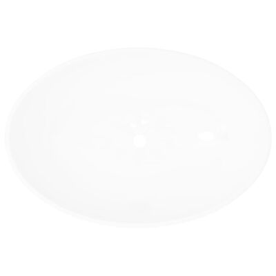 vidaXL Луксозна керамична мивка с овална форма, бяла, 40x33 см