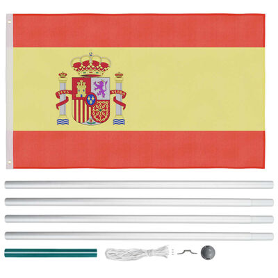 vidaXL Флаг на Испания и алуминиев флагщок, 6,2 м