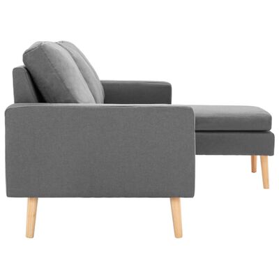 vidaXL 3-местен диван с поставка за крака, светлосив, текстил