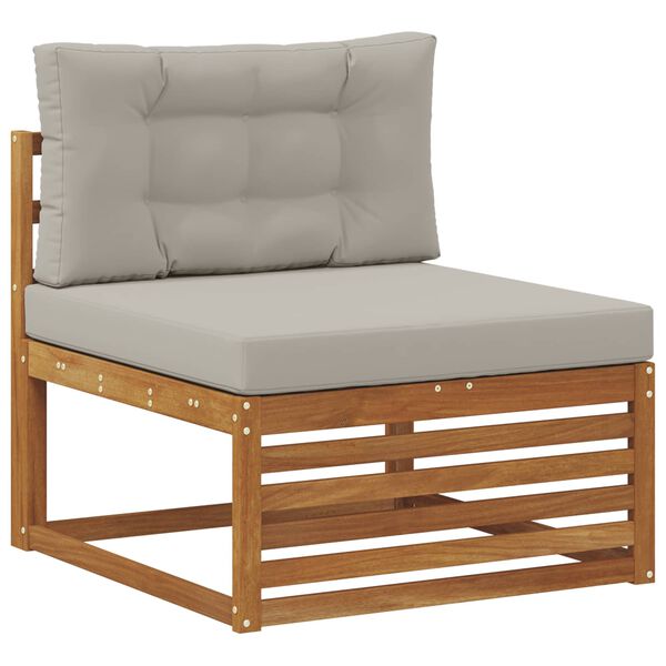 vidaXL Комплект дивани за открито 8 pcs Естествено и светло сиво