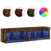 vidaXL ТВ шкафове с LED осветление, 2 бр, опушен дъб, 60x30x30 см