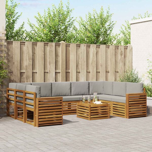 vidaXL Комплекти дивани с възглавница 10 pcs Естествено и светло сиво