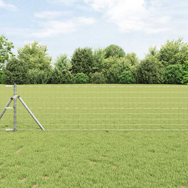 vidaXL Ограда с пост Сребрист 0,6 x 10 м Стомана и PVC