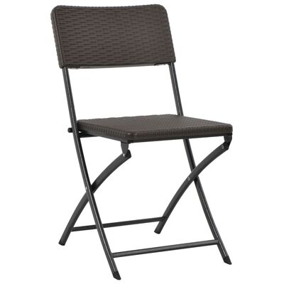 vidaXL Сгъваеми градински столове, 2 бр, HDPE и стомана, кафяви