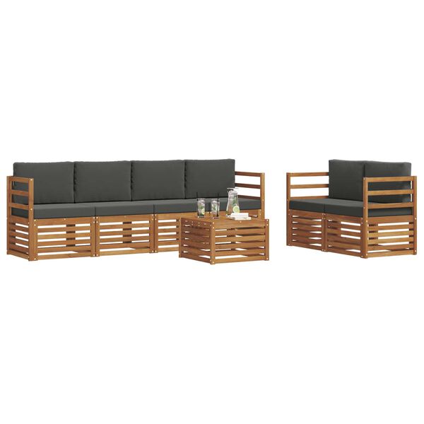vidaXL Комплект дивани за открито 7 pcs Натурален и Антрацит