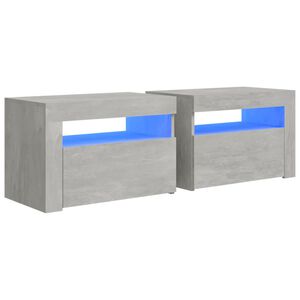 vidaXL Нощни шкафчета, 2 бр, с LED, бетонно сиви, 60x35x40 см