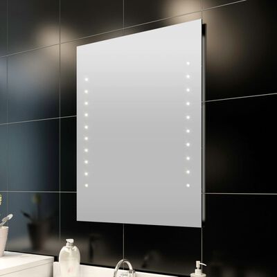 Стенно огледало за баня със LED светлини, 60 x 80 см (Д х В)