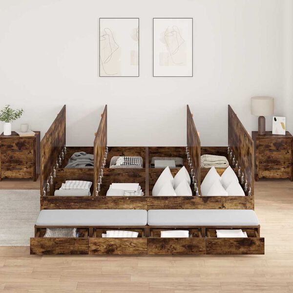 vidaXL Легло с място за съхранение Димян дъб 180 cm Инженерно дърво