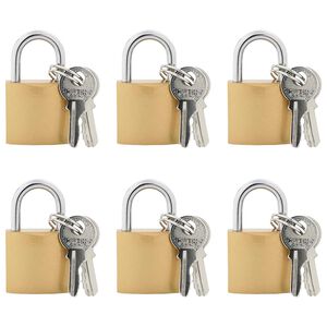 vidaXL U Lock с ключове 6 pcs Месинг Желязо