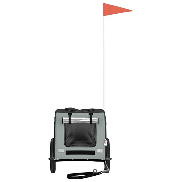 vidaXL Ремарке за колело за любимци сив и черен Оксфорд плат и желязо