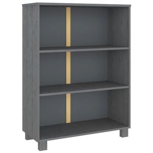 vidaXL Шкаф за книги HAMAR, тъмносив, 85x35x112 см, борово дърво масив