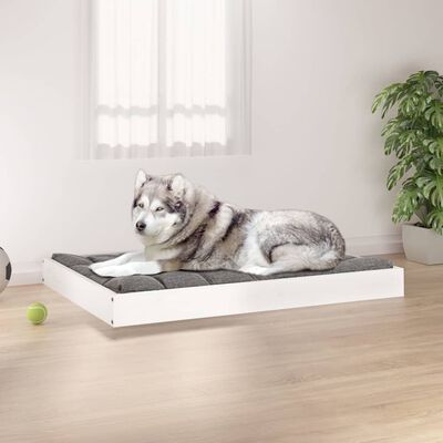 vidaXL Кучешко легло, бяло, 101,5x74x9 см, борова дървесина масив