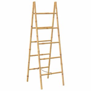 vidaXL Двойна стълба за кърпи, с 5 бабукови стъпълца, 50x160 cм