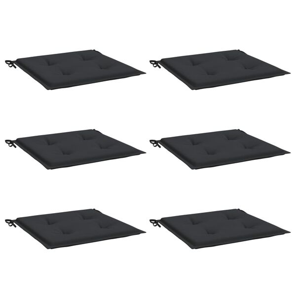 vidaXL Възглавници за столове 6 бр черни 50x50x4 см Оксфорд плат