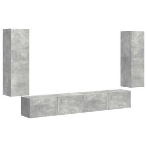vidaXL Комплект за стена на телевизор 4 pcs Циментено сиво
