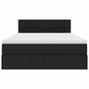 vidaXL Легло с място за съхранение и LED Черно 140 x 190 cm Полиестер